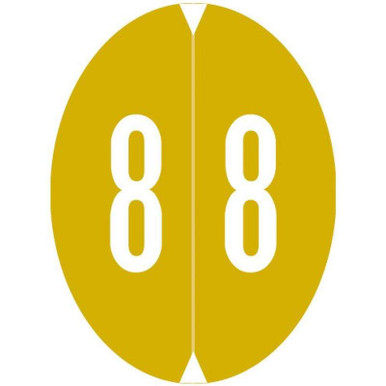 GBS Numeric Labels, 8857-Series, 1 1/2 H x 1 1/8 W, Number 8, Gold, 500 ...