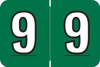 W Num Amerifile Numeric Labels, L1000-Series, 1 H x 1-1/2 W, Number 9, Dk ...