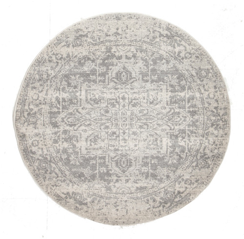 Evoke 253 White Silver Round Rug