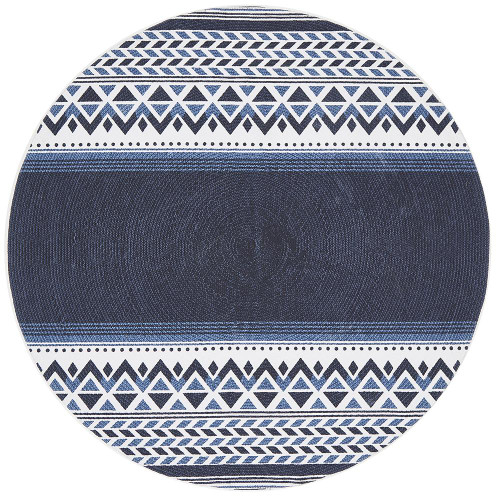 Indie Aztec Blue Round Rug