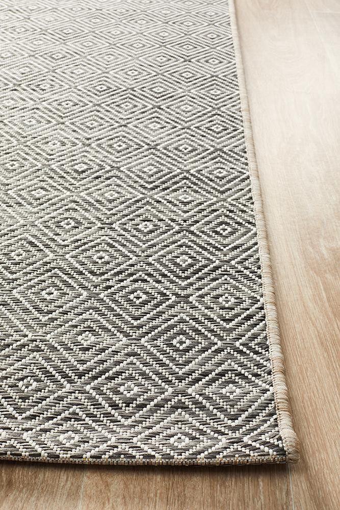 Terrace Grey Diamond Pattern Floor Rug - Rugs Express