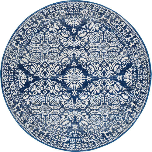 Large Navy Round Rugs Mirage 358 Navy Round Rug - Rugs Express