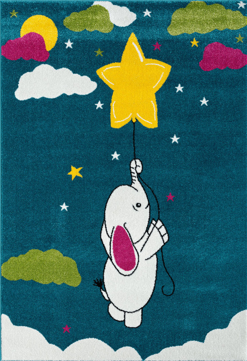 Hannah Blue Elephant Rug | Shop Kids Rugs Online