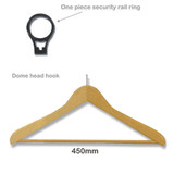 Wooden Hanger with Nonslip Bar and Security Pin