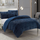 Blue Shaggy Fleece Duvet Cover Set by Marlborough