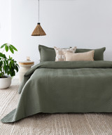 Moss Herringbone Embossed Coverlet Set by Bambury