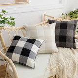Cotton Canvas Check Cushion Cover by Briarwood Cottage