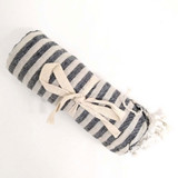 Cream/Dark Grey Pin Stripe Cotton Beach Towel by Backyard