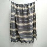 Light Grey/Cream Stripe Cotton Beach Towel by Backyard