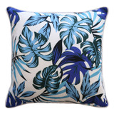Tropical Monstera Blue Outdoor Cushion by Limon