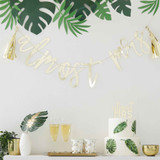 Botanical Hen Party Gold 'Almost Mrs' Scripted Bunting