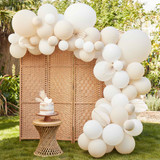 Balloon Arch & Paper Fans White & Cream
