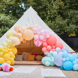 Balloon Arch & Paper Honeycombs & Fans Brights