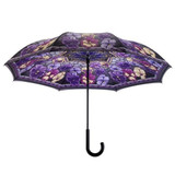 Stained Glass Pansies Reverse Cover Umbrella by Galleria