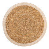 Cream Border Jute Round Placement by Linens and More