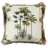 Velvet Palm Tree White Cushion by Le Forge