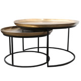 Calypso Coffee Tables set of 2 Brass by Le Forge