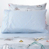 Gingham Blue Fitted Sheet and Pillowcase Set by Squiggles