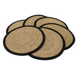 Round Seagrass and Jute Place Mat by Le Forge - Black