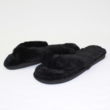 Black Jandal Plush Slippers by Honeydew