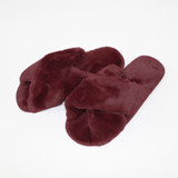 Burgundy Crossover Plush Slippers by Honeydew