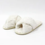 Cream Crossover Plush Slippers by Honeydew