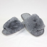 Grey Classic Slide Plush Slippers by Honeydew