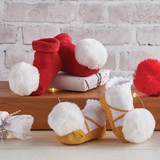 Red and White Fur Pompom Socks by Stephan Baby