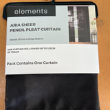Aria Sheer Pencil Pleat Curtain - Black