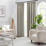 Weylands Blockout Pencil Pleat Curtain by Filigree - Linen