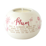 Ceramic Tealight Holder Round - Mum by Said with Sentiment