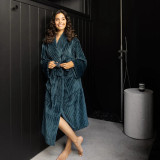 Channel Fleece Robe by Bambury - Petrol