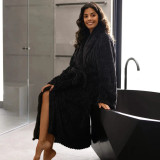 Channel Fleece Robe by Bambury - Charcoal