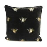 Velvet Multi Bee Cushion - Black/Gold by Le Forge