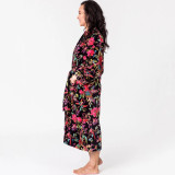 Paradise Black Velvet Kimono Robe