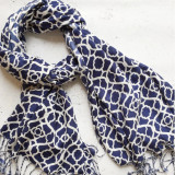Mosaic Navy Viscose Scarf