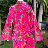 Paradise Hot Pink Velvet Kimono Robe