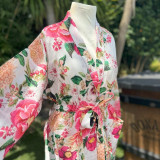 Fleur Kimono Robe White by Floressents