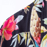 Paradise Diamond Black Kimono Robe