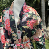 Fleur Kimono Robe Black