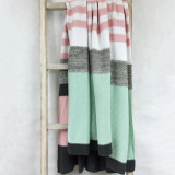 Knitted Pink and Aqua Stripe Throw