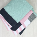 Knitted Pink and Aqua Stripe Throw