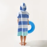 Kids Ezy Towel Blue Green Hooded Poncho with zip by Izzy and Jean