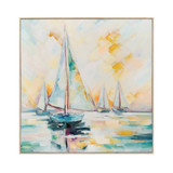 Sailing White Washed Framed Canvas Wall Art by Linens and More