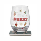 Lets Get Merry Glass + Coaster Set by Ladelle