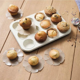 Silicone Fibreglass Brown Muffin Liner Dia 5cm - Set of 12 by Nostik