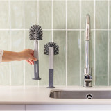 Standing Grey Bottle & Glass Brush And Oval Dish Brush With Suction 2 Pack by Vigar
