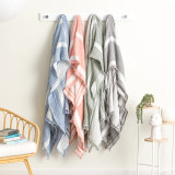 Ray Striped Vintage Washed Yarn Dyed Textured Cotton Throw by Renee Taylor - 130 x 200cm