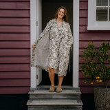 Linen Botanical Bath Robe  & Night Shirt by MM Linen