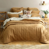 Laundered Linen Bedspread by MM Linen - Cumin